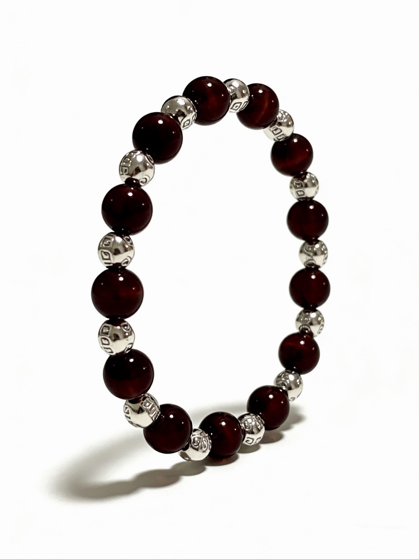 Tiffany & Co Elegant Garnet and Silver Beaded Bracelet